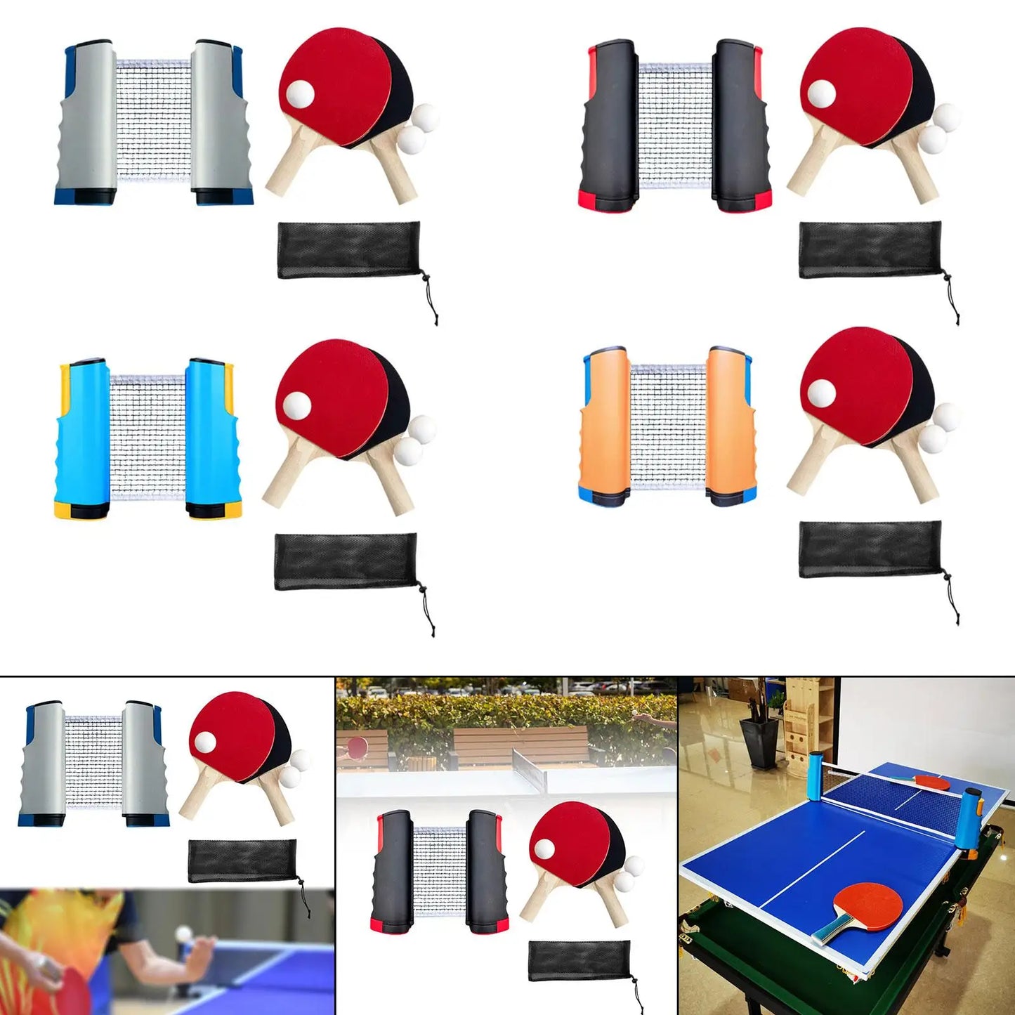 Flexibles Tischtennis-Set (Inklusive 2 Schlägern, 2 Spielbällen & praktischer Aufbewahrungstasche)