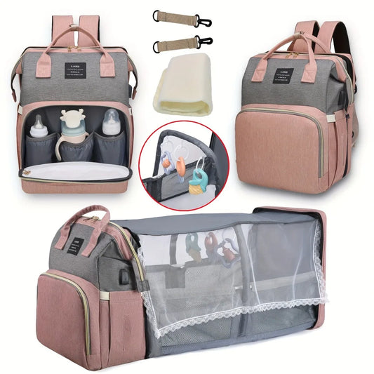 Praktische Babyreise-Tasche – 3-in-1 Wickeltasche, Reisebett & Wickelstation
